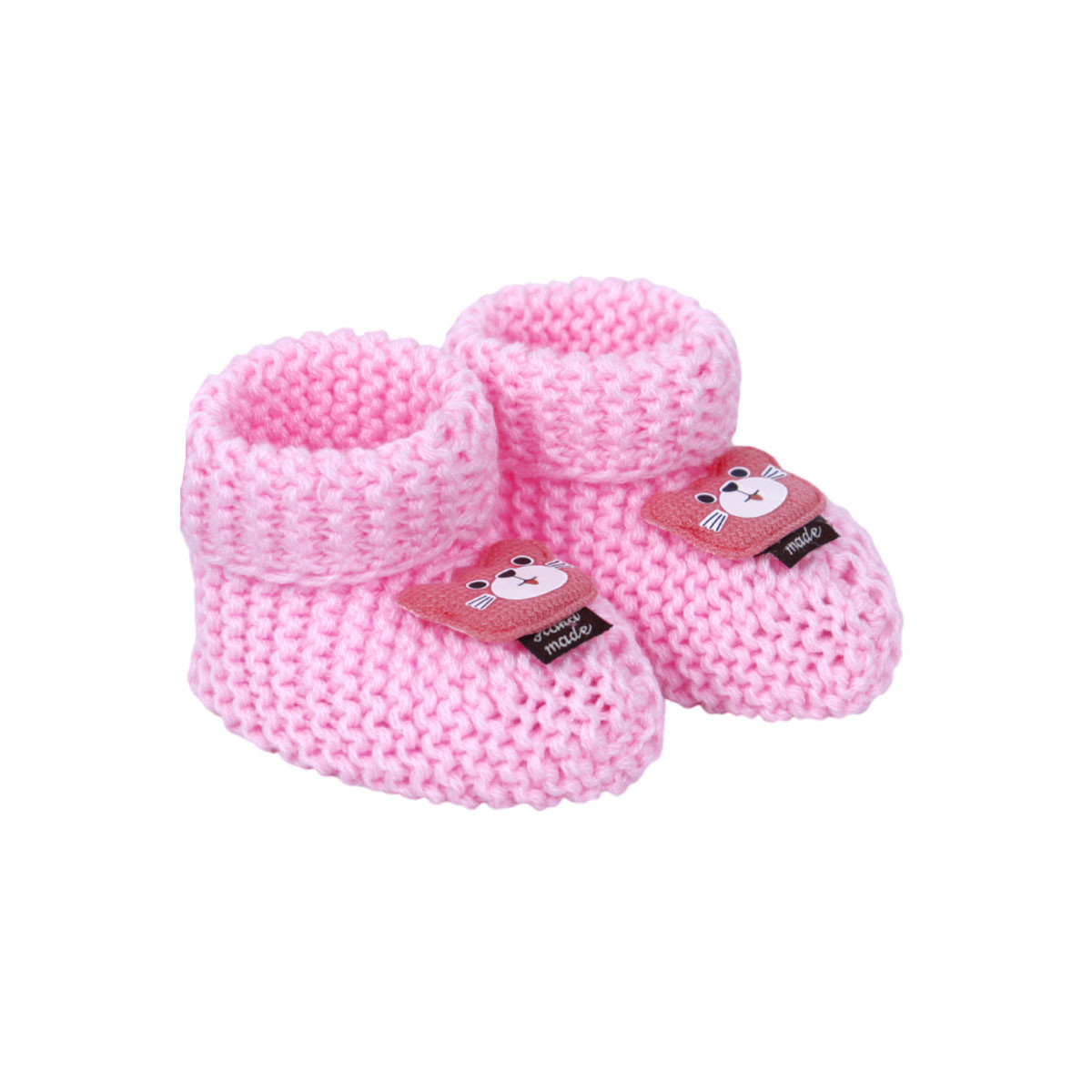 Бебешки плетени терлички "Мечо" в розово