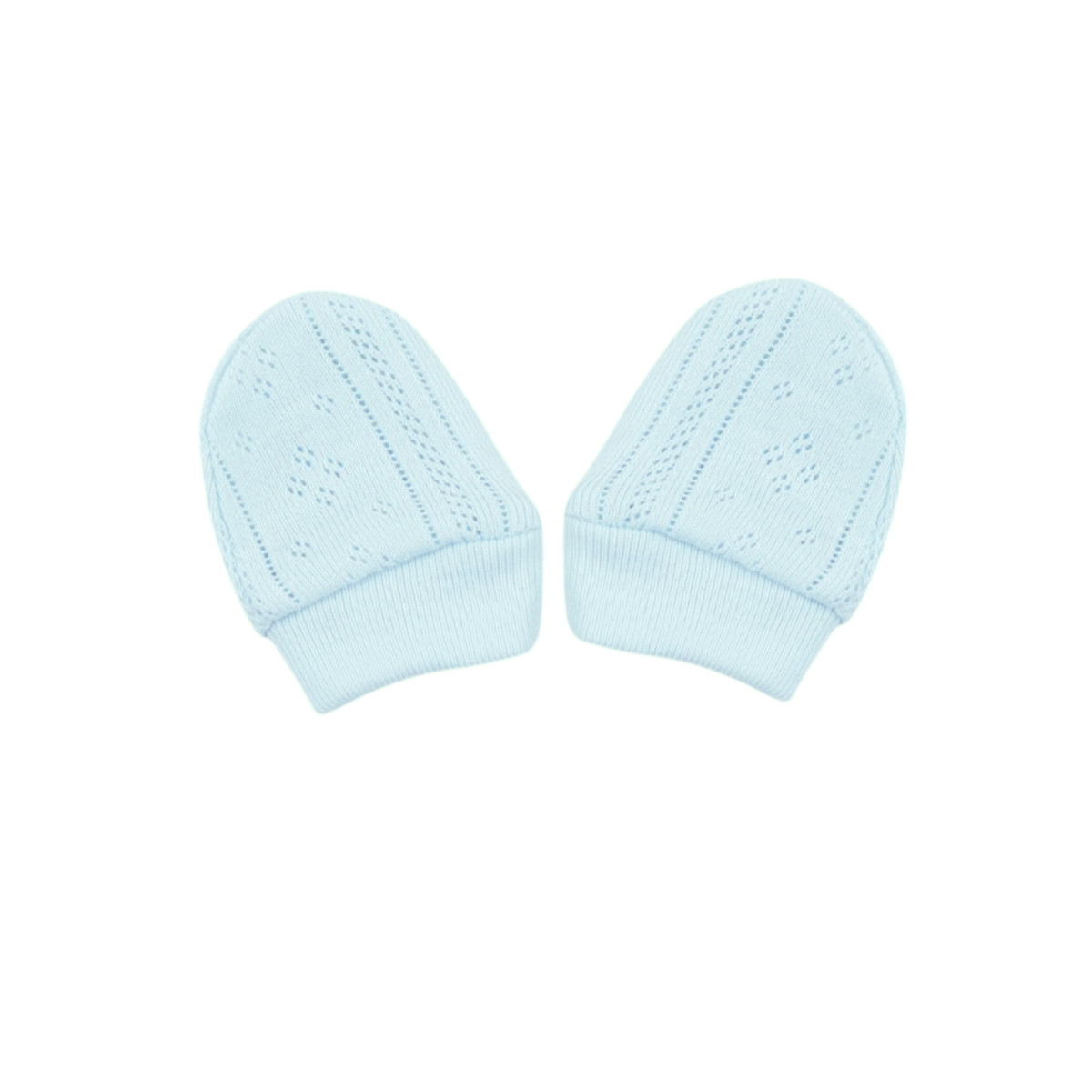 Бебешки ръкавички от памучен ажур в синьо