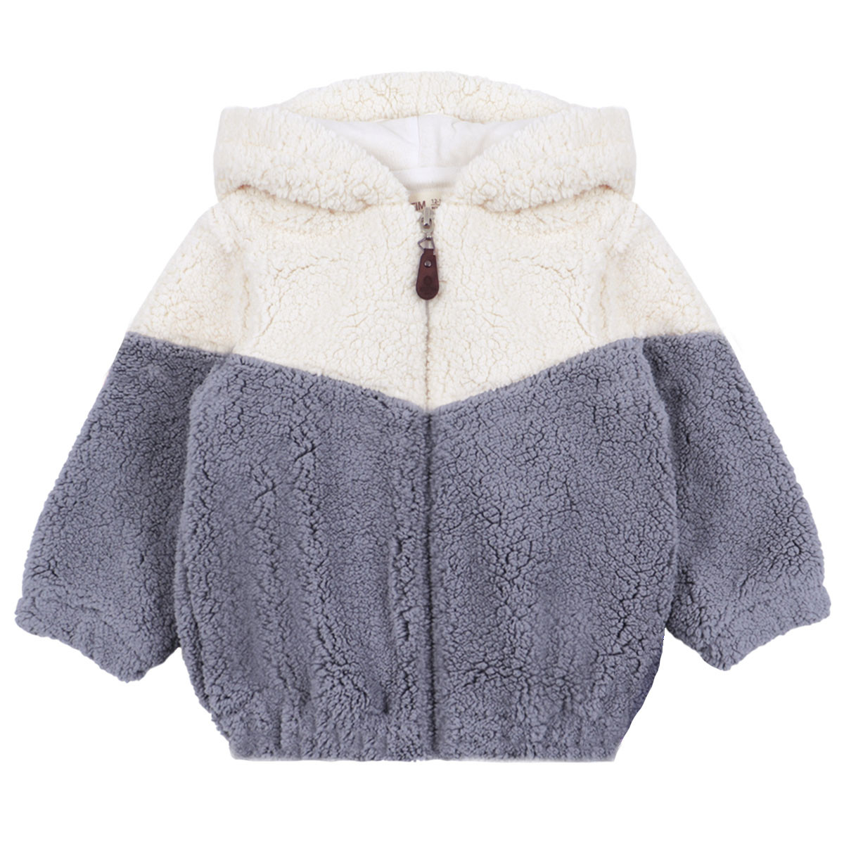 Бебешко пухено яке в екрю и сиво
