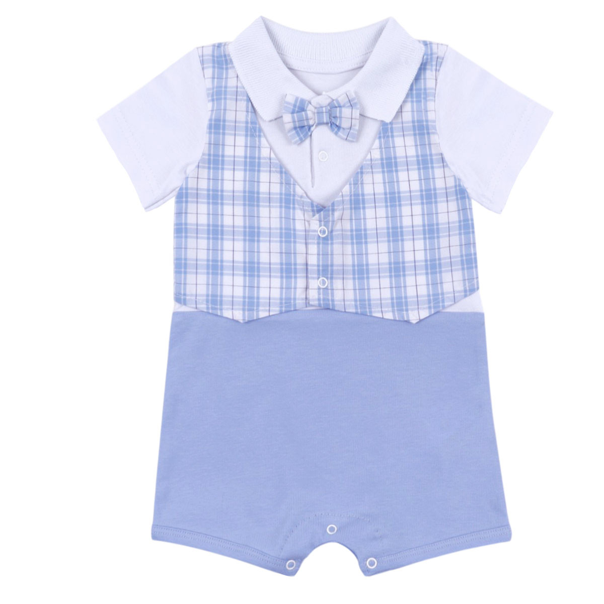 Бебешки ромпър с папийонка в синьо