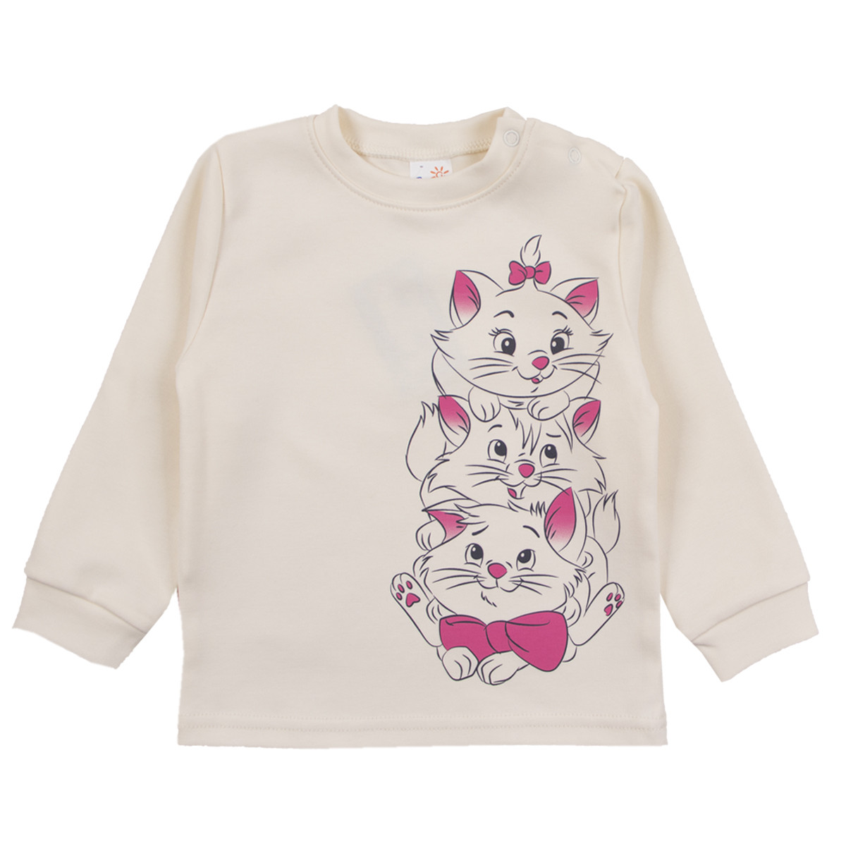 Детска памучна блуза с котенца в цвят крем