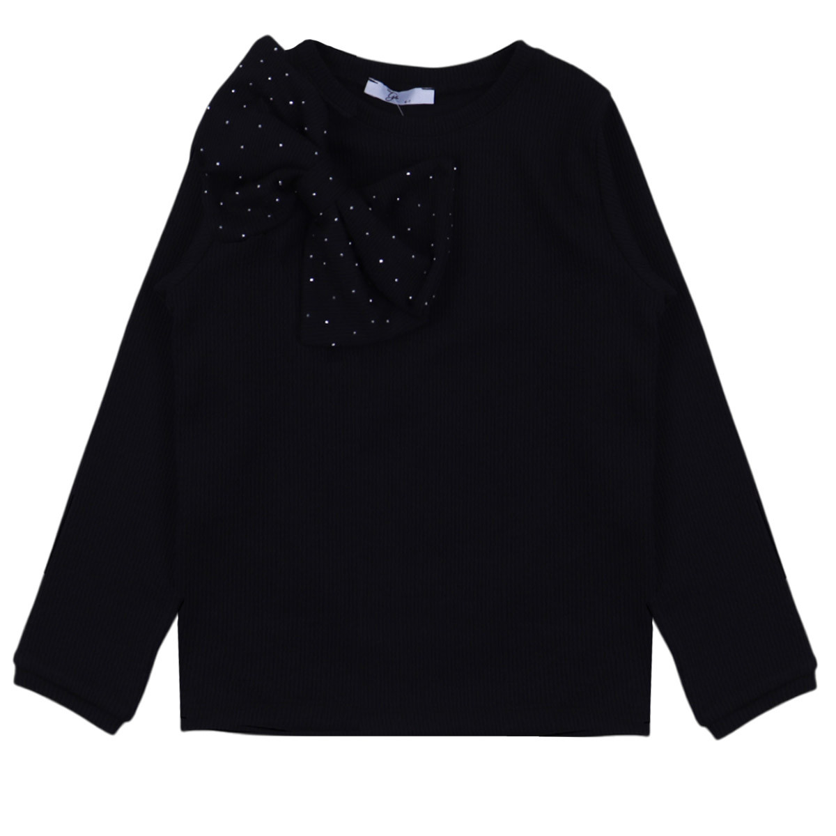 Официална блуза с пандела и камъчета в черно