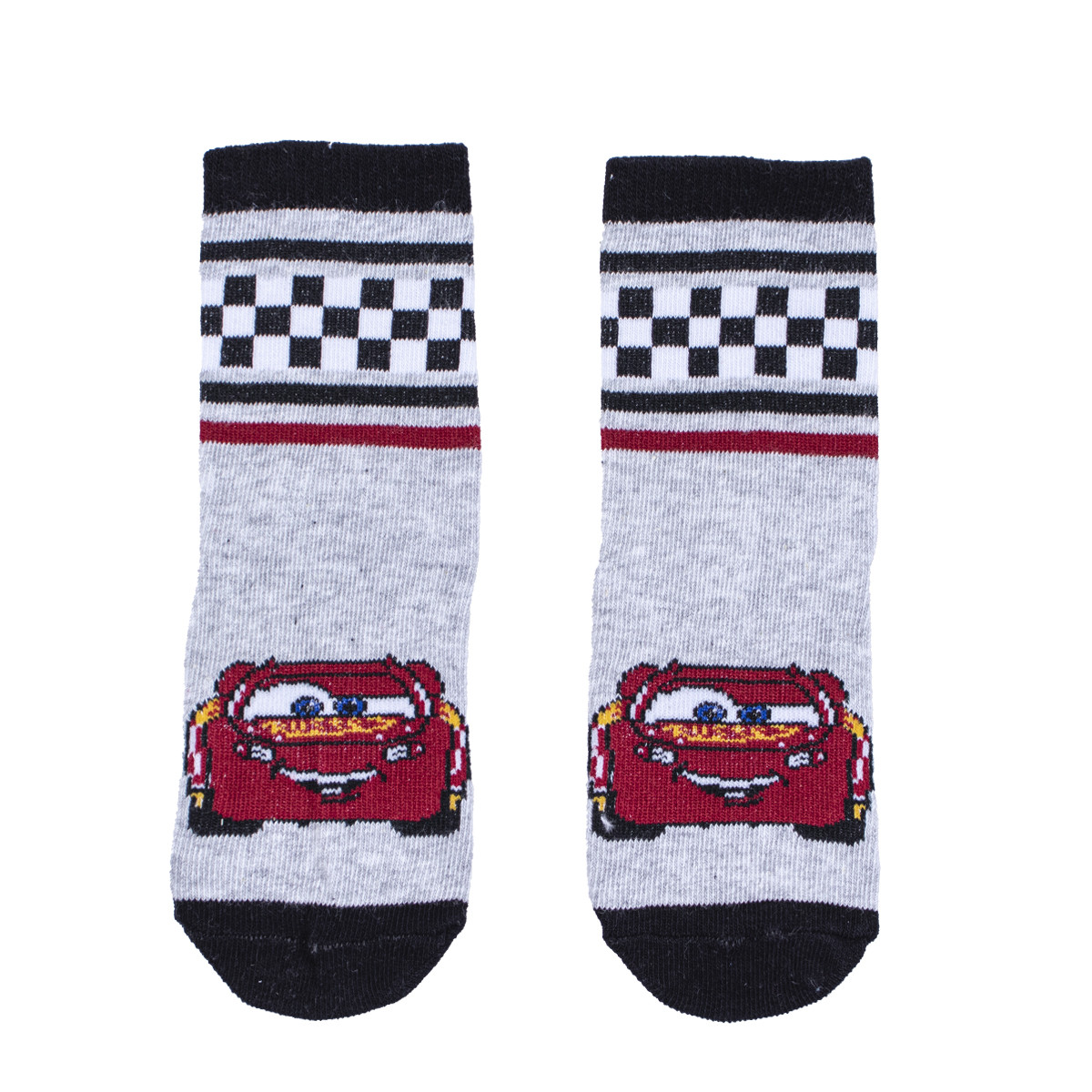 Детски къси чорапи с анимационен герой "Кола" в сиво