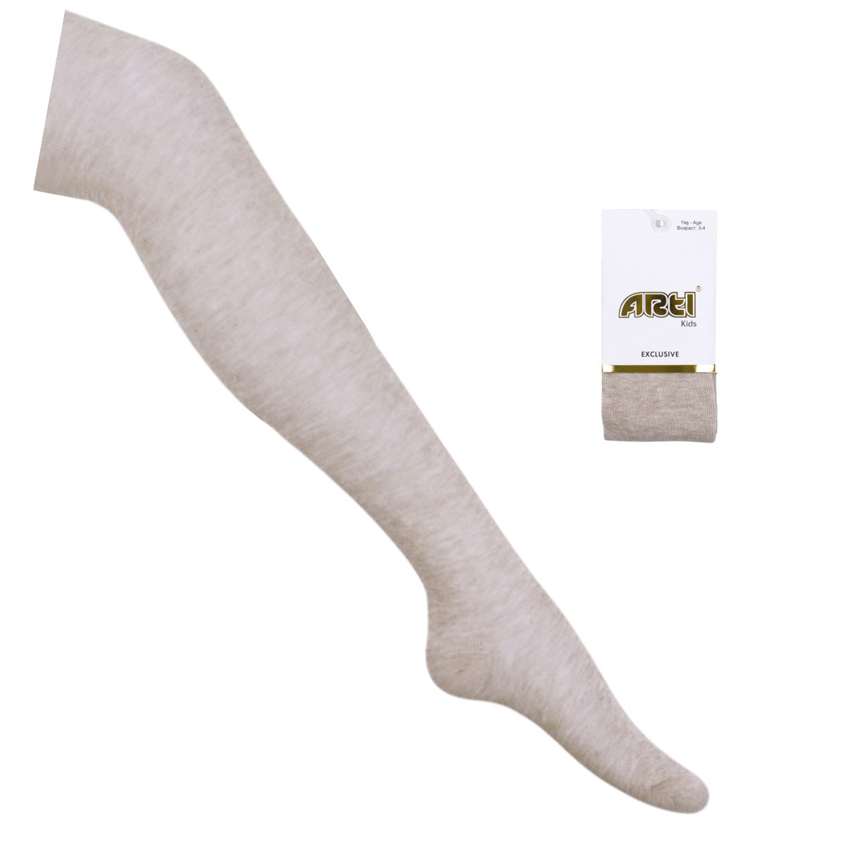 Бежов детски памучен чорапогащник