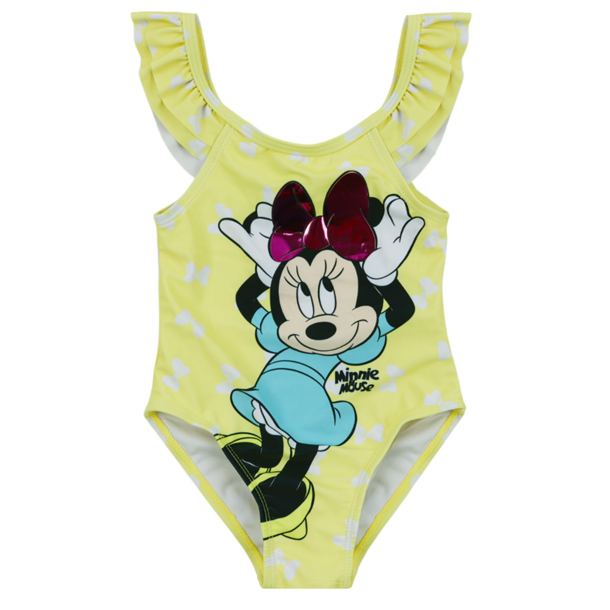 Цял бански "Minnie mouse" в жълто