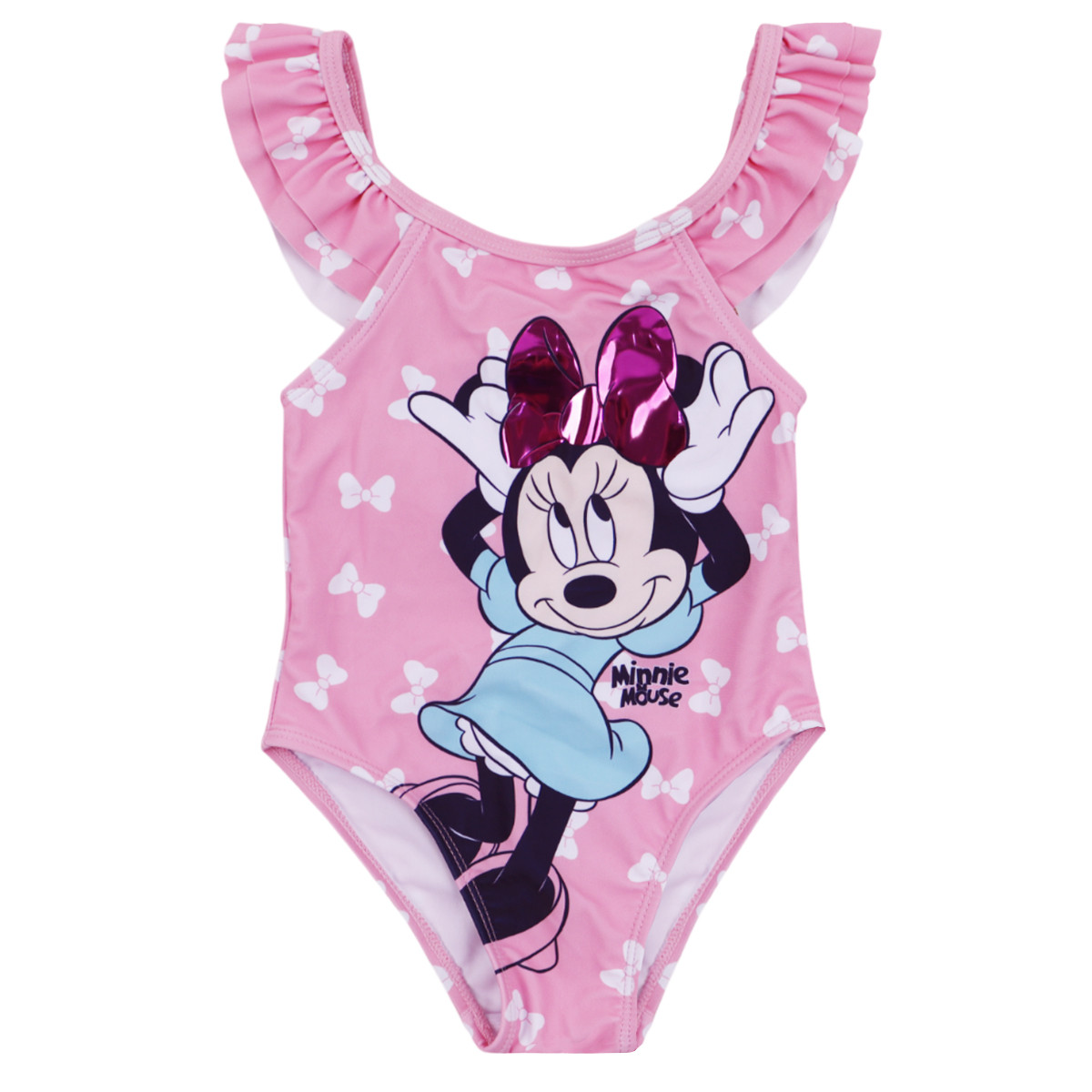 Цял бански "Minnie mouse" в розово