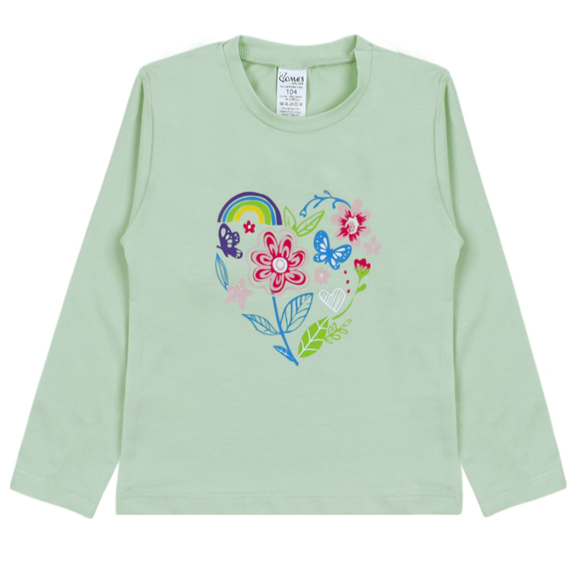Детска блуза "Heart of flowers" в млечна мента