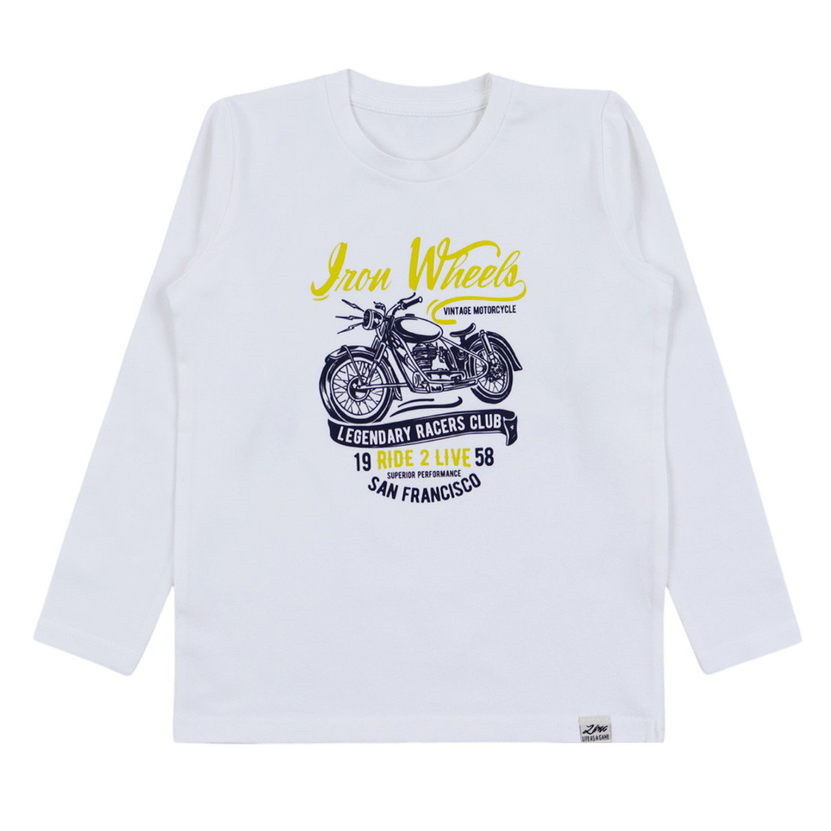 Детска блуза "Iron wheels" в бяло