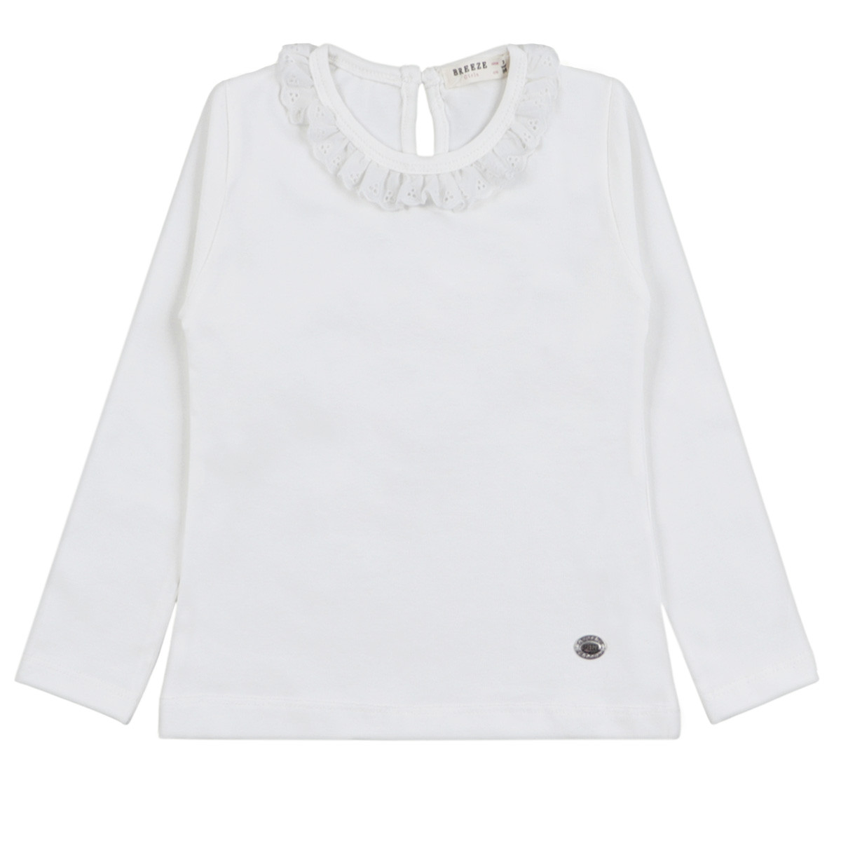 Детска блуза с рязана дантела в екрю