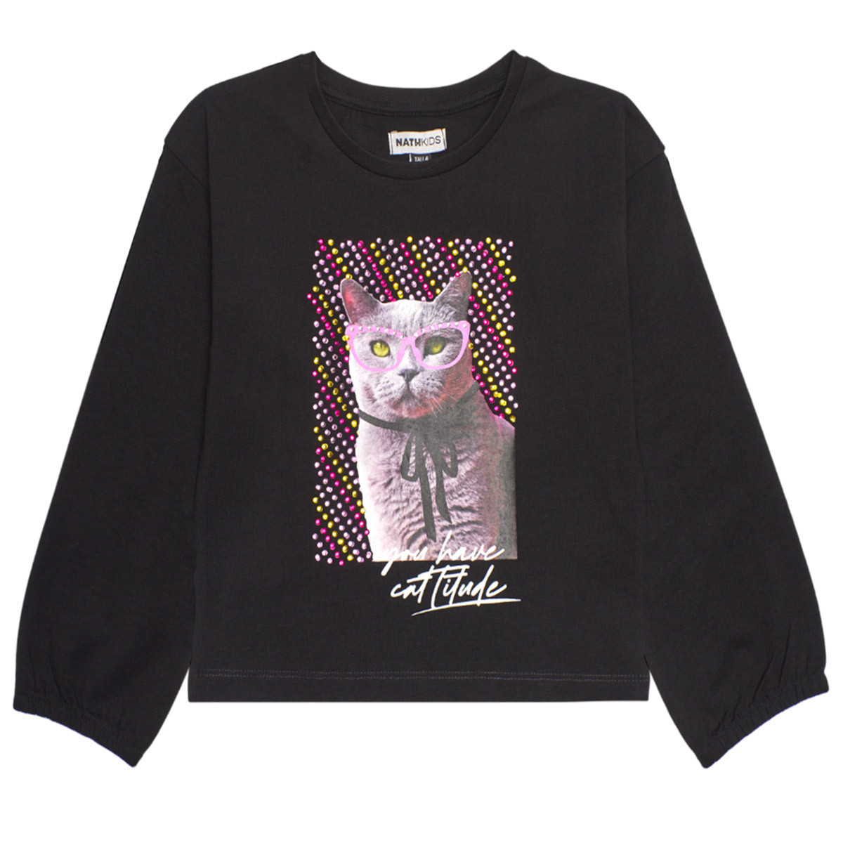 Леко скъсена блуза за момичета ''Cattitude''