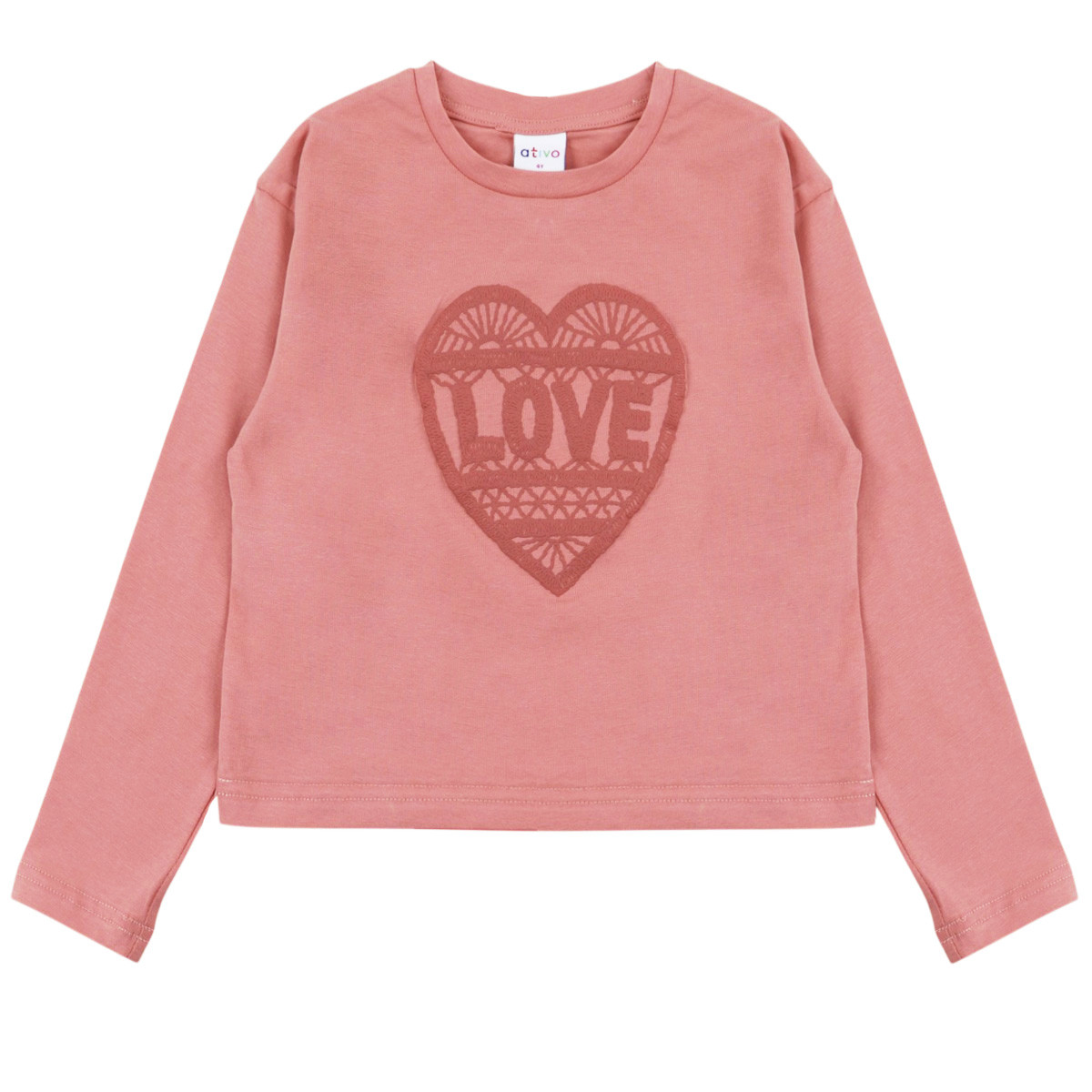 Детска леко скъсена блуза ''Love'' в корал