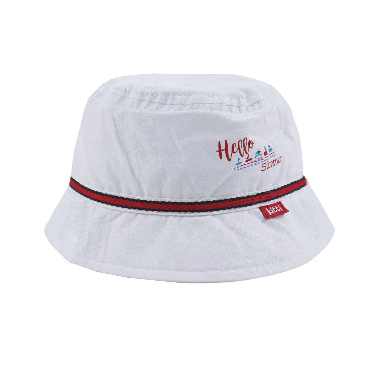 Бебешка лятна шапка ''Hello summer'' в бяло