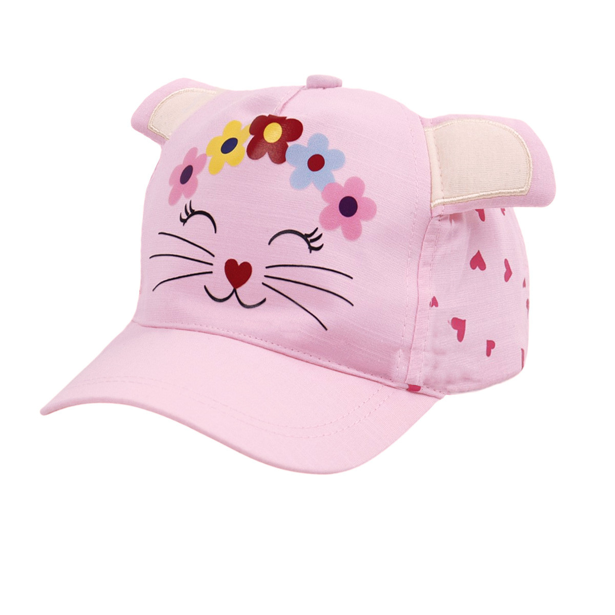 Детска шапка с ушички "Cute kitty" в розово