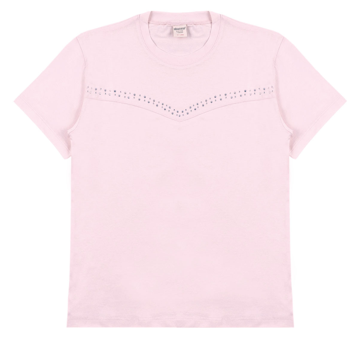Детска овърсайз тениска с камъчета в розово