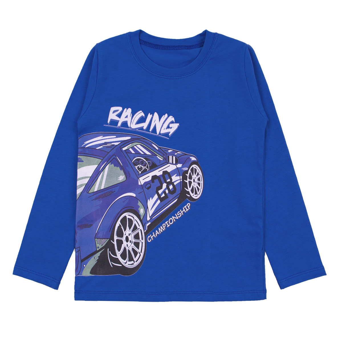 Детска памучна блуза "Racing" в синьо