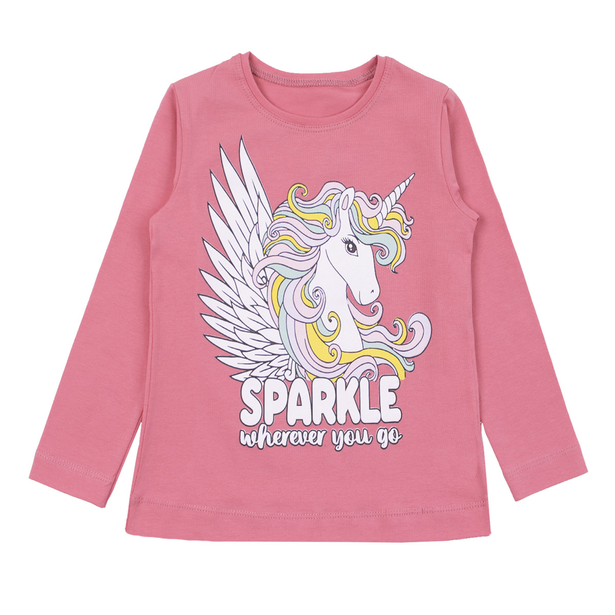 Детска памучна блуза "Sparkle" в цвят корал