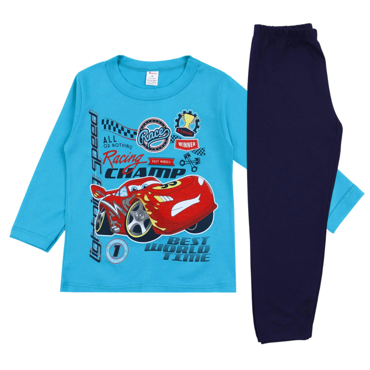 Детска памучна пижама "Champ" в синьо