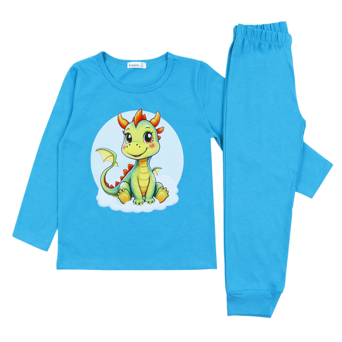 Детска памучна пижама "Happy dragon" в синьо