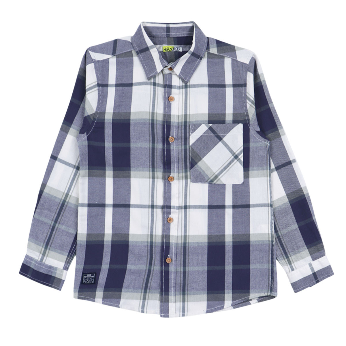 Детска памучна риза в синьо каре