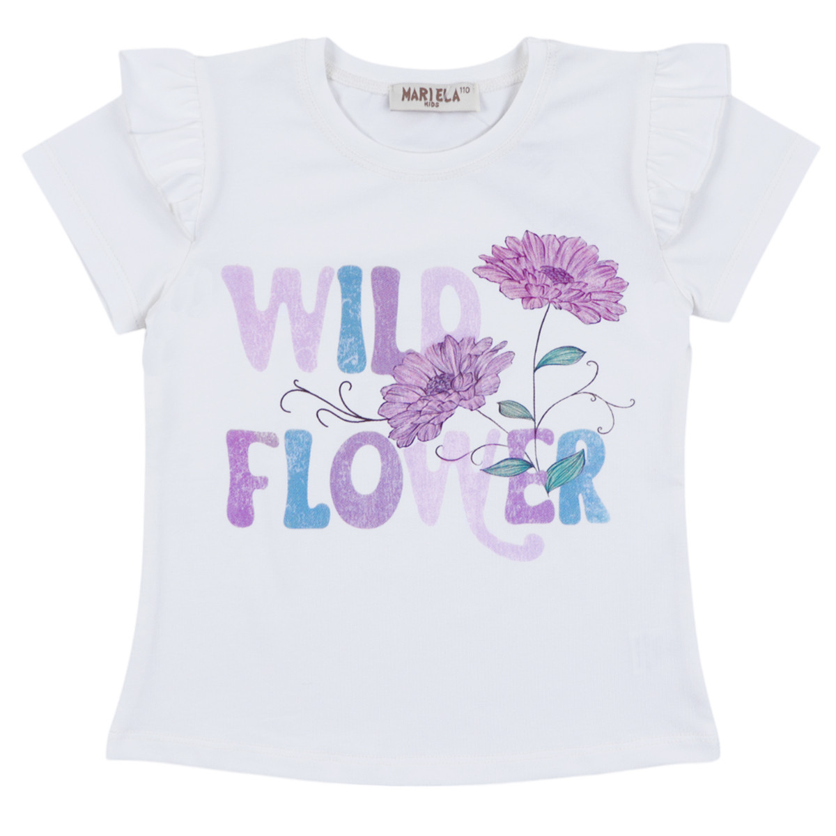 Детска памучна тениска с къдрички "Wild flowers"