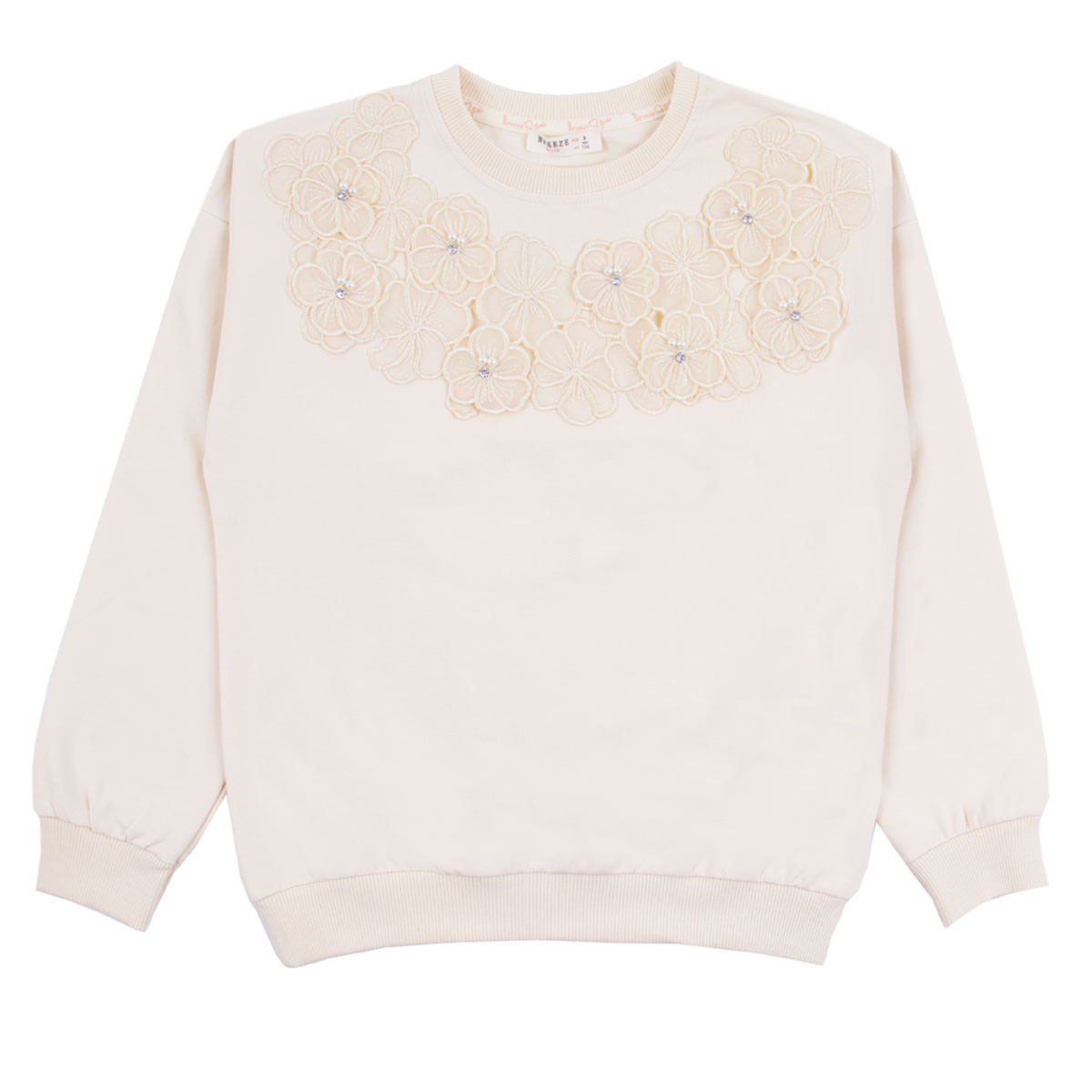 Плътна детска блуза с 3D цветя