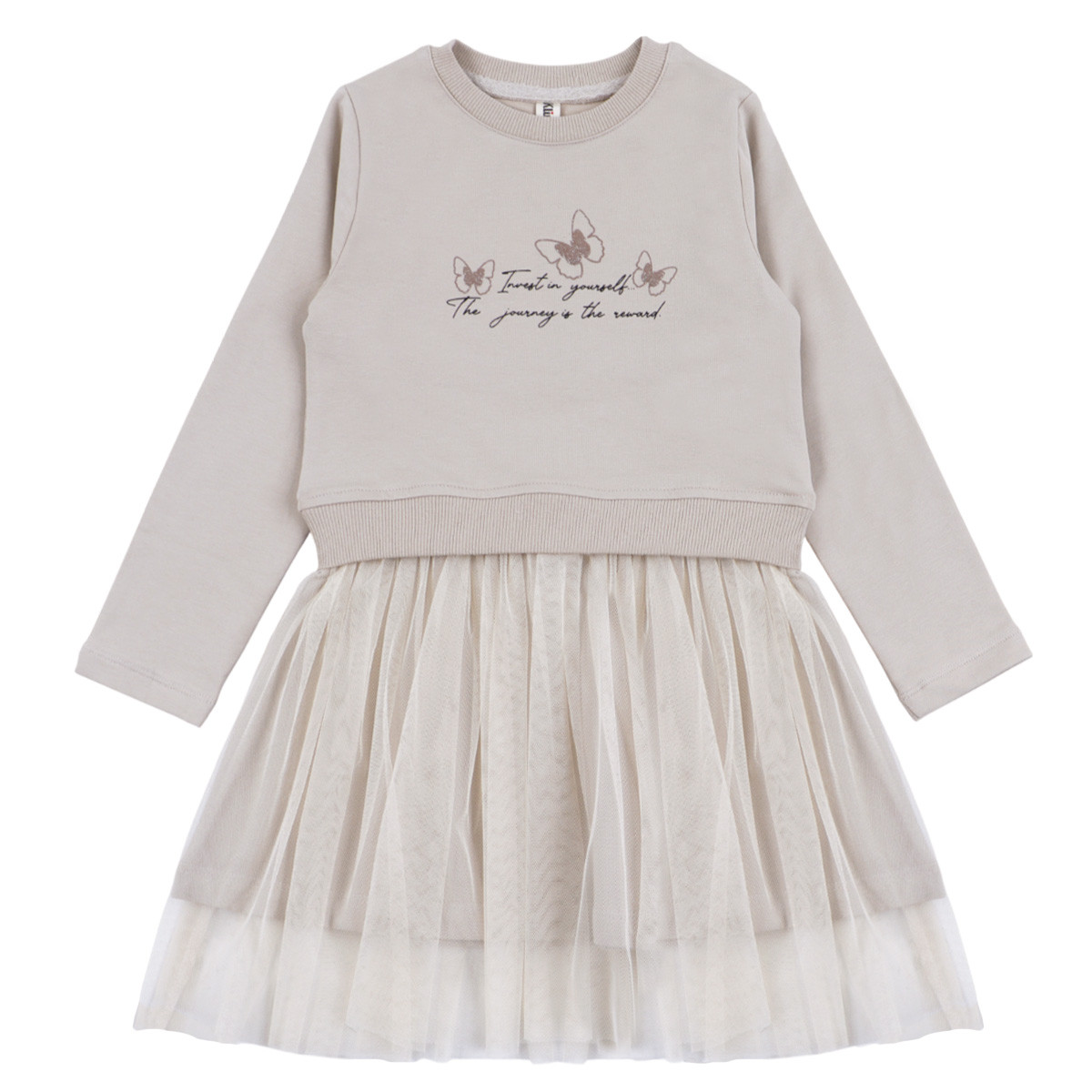 Детска плътна рокля с пеперуди