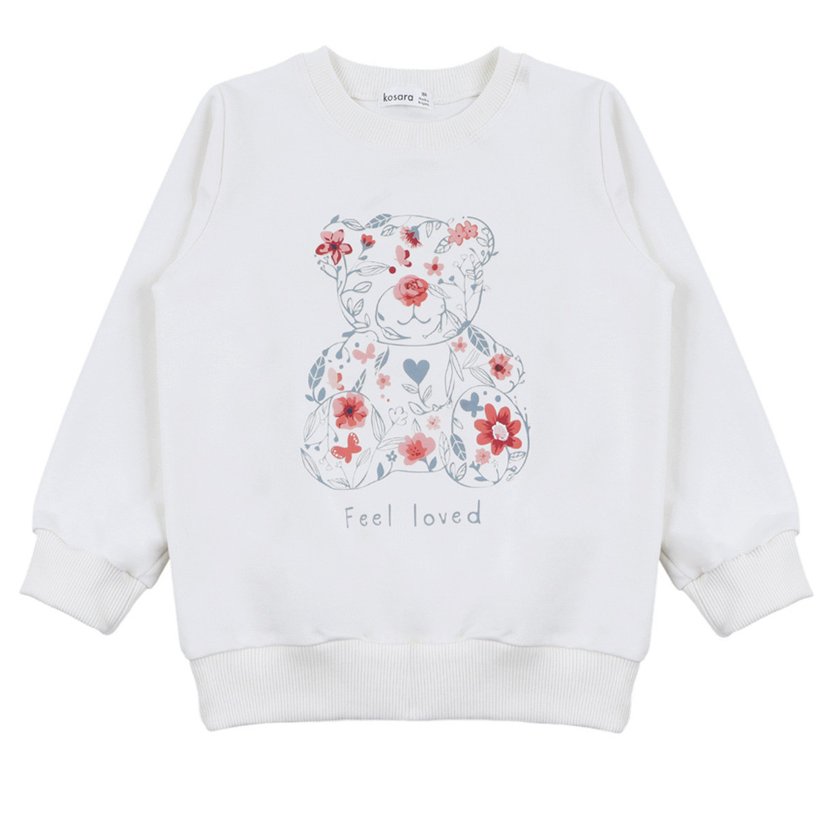 Детска плътна блуза ''Feel love'' в екрю