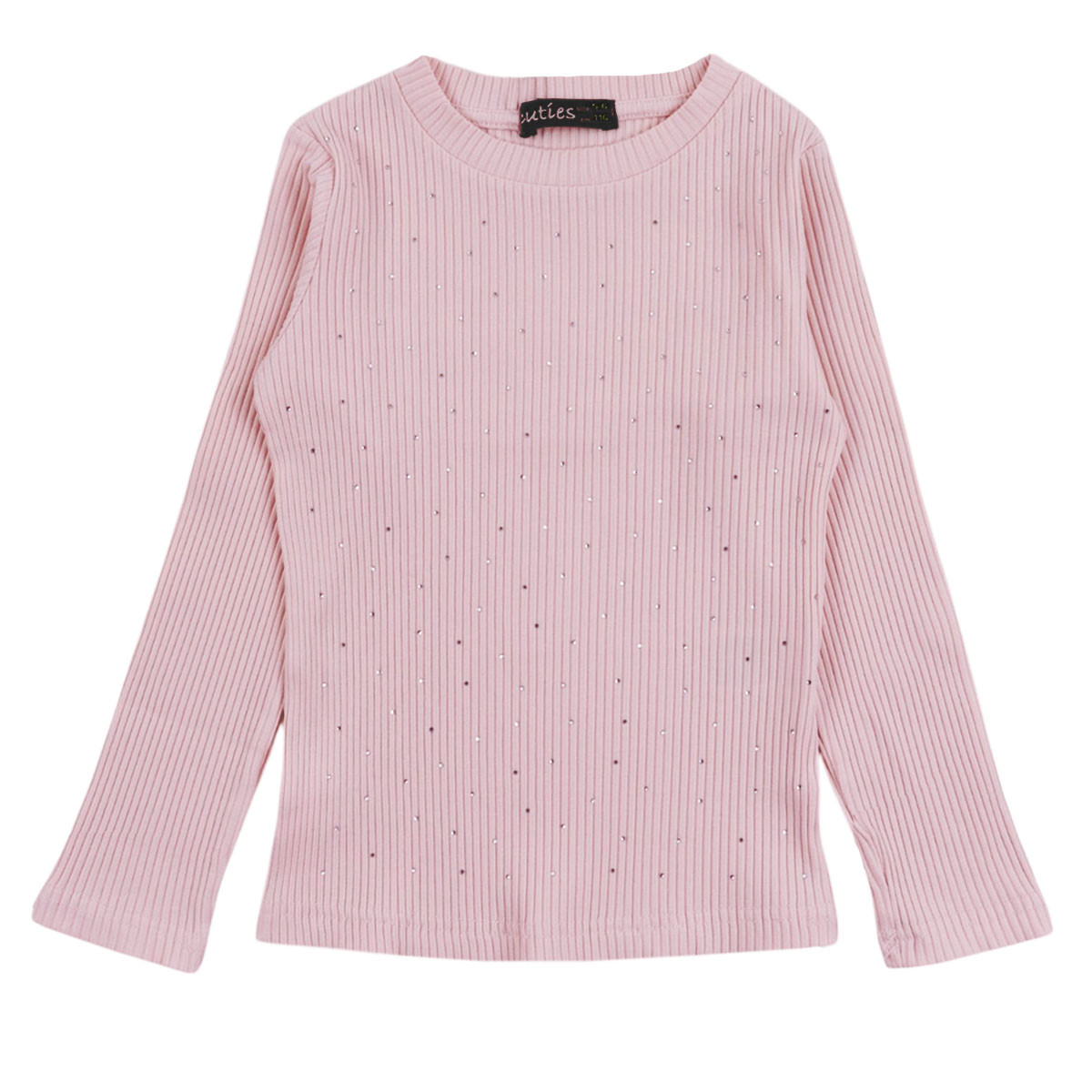 Детска рипсена блуза с камъчета в розово