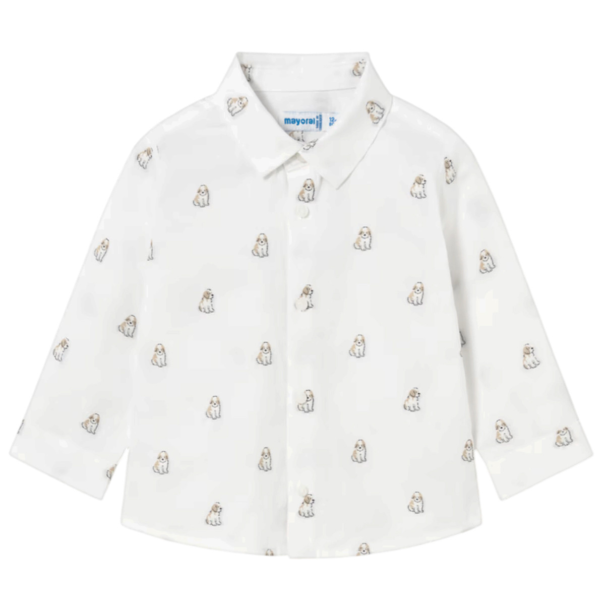 Детска риза в бяло с жакардов десен