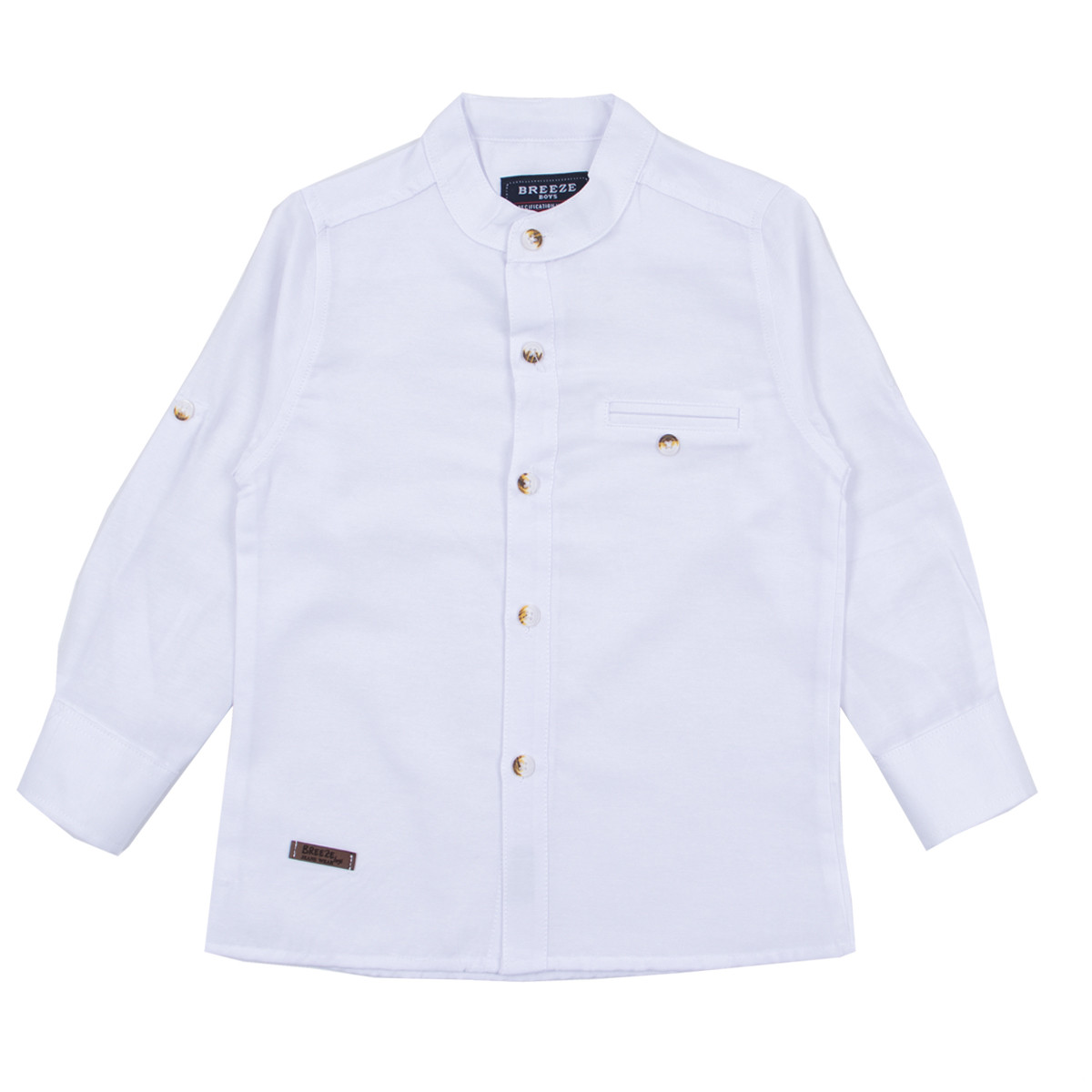 Детска риза с яка-столче в бяло