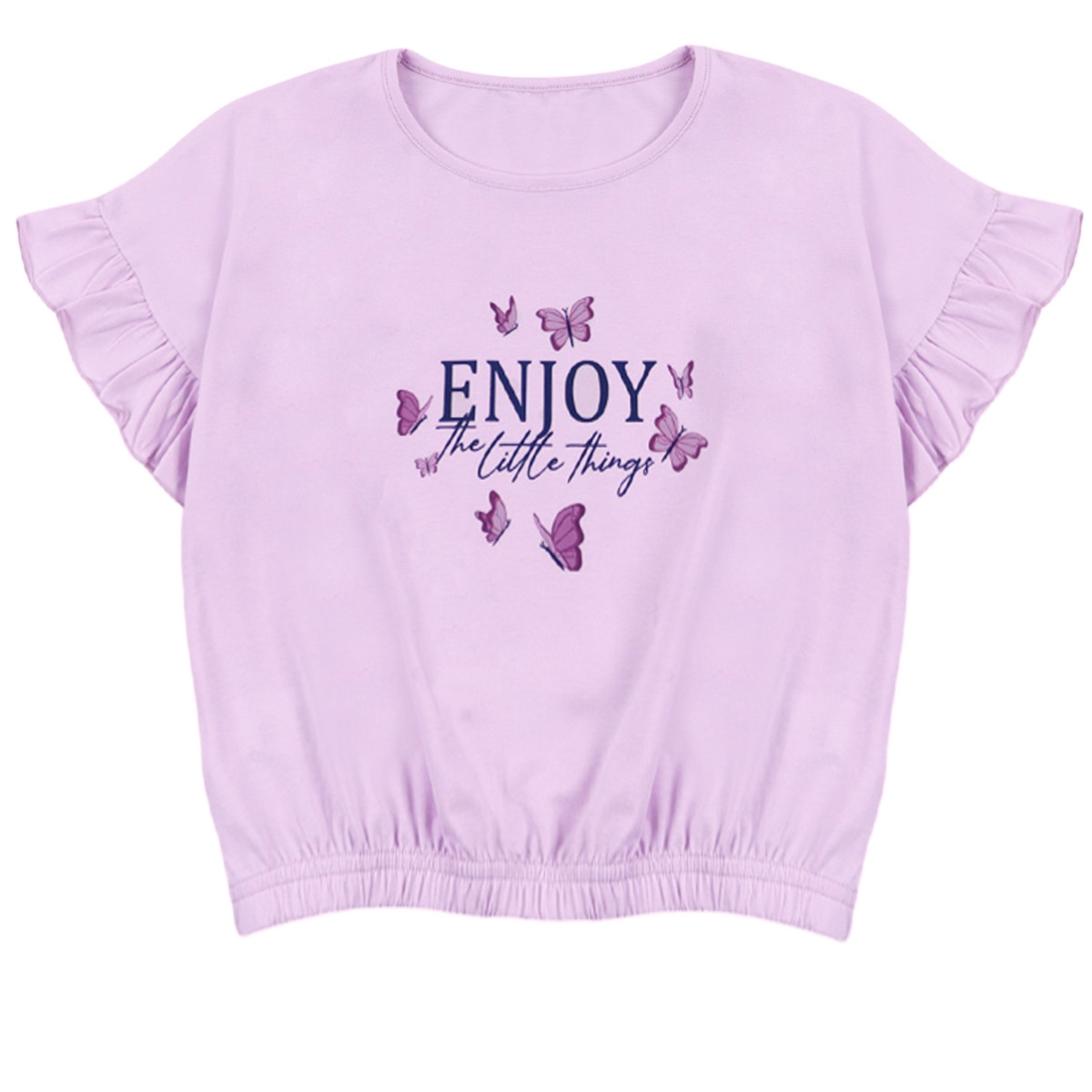 Леко скъсена тениска ''Enjoy'' в лилаво