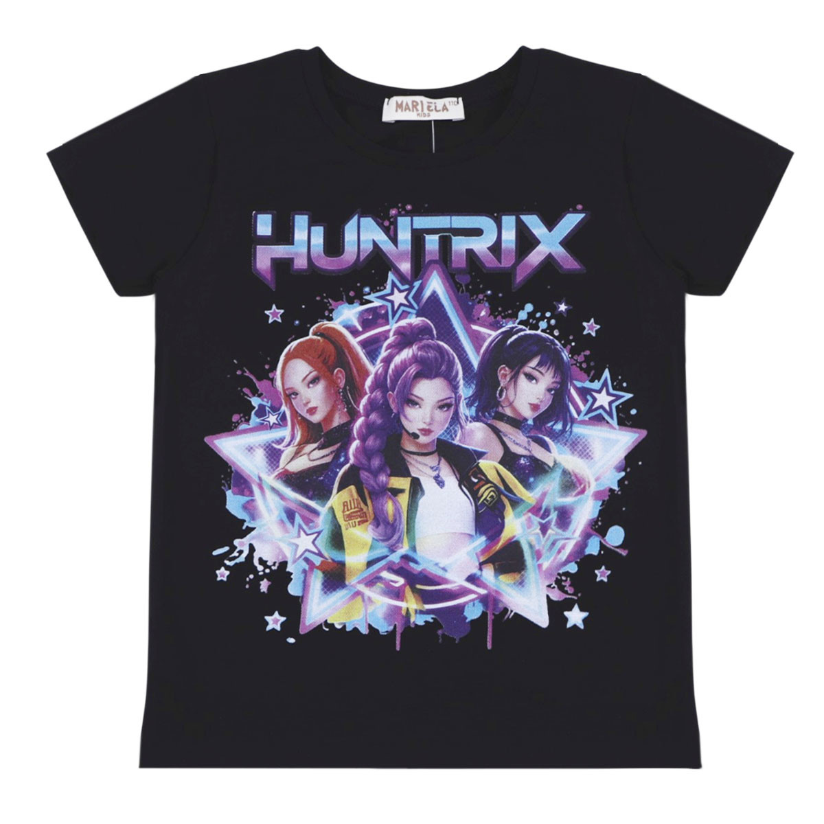 Детска тениска "K-pop" в черно