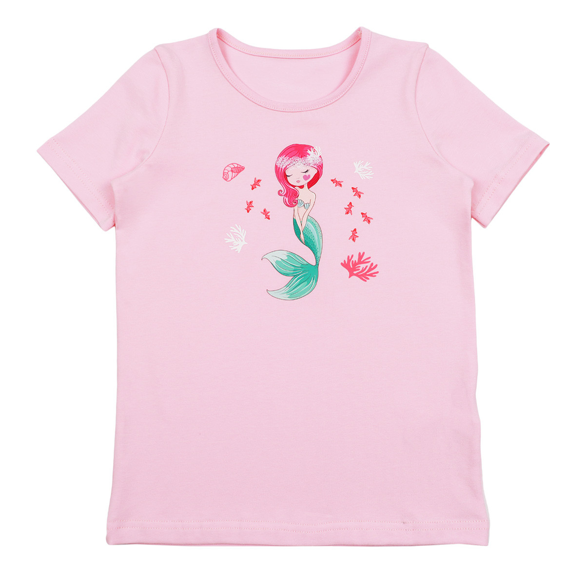 Детска памучна тениска "Mermaid" в розово