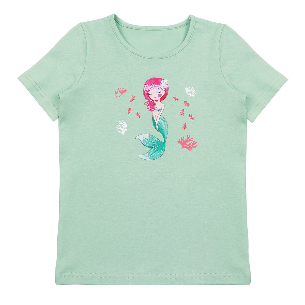Детска памучна тениска "Mermaid" в млечна мента