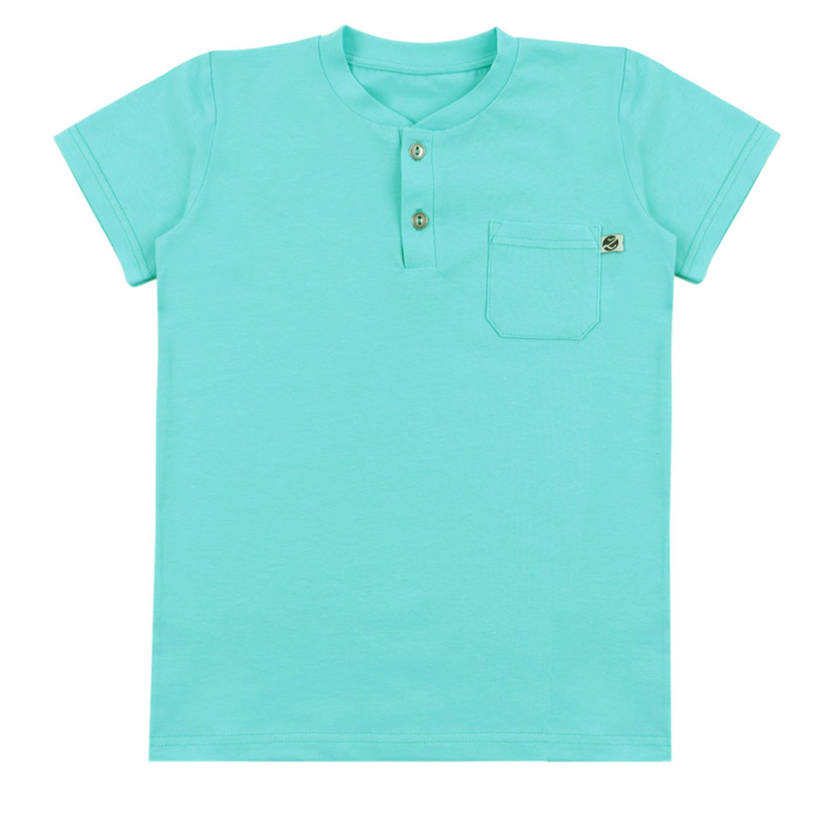 Детска тениска с джобче в карибско синьо