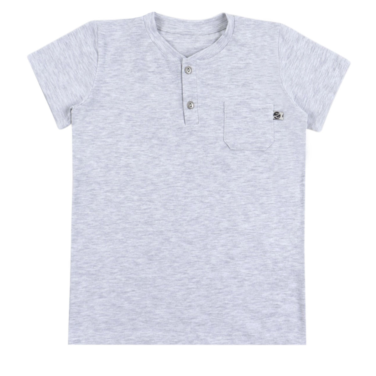 Детска тениска с джобче в сив меланж