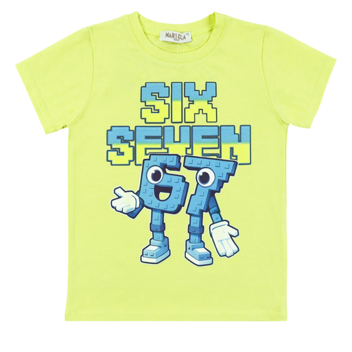 Детска тениска "Six seven" в електриково зелено