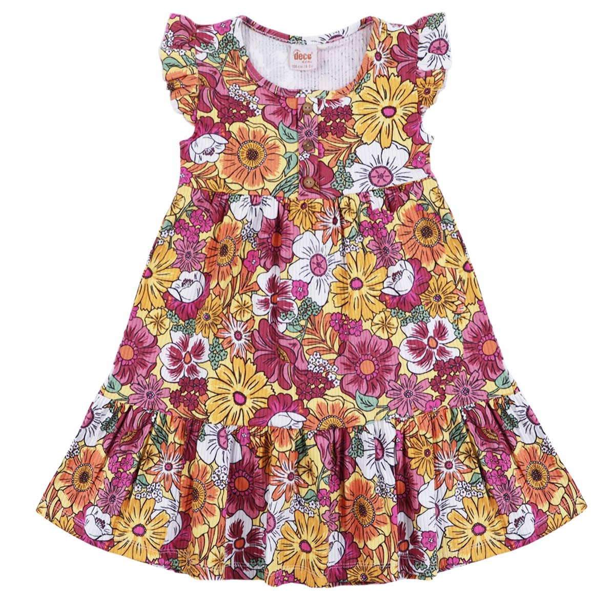 Лятна трикотажна рокля ''Флора'' в жълто