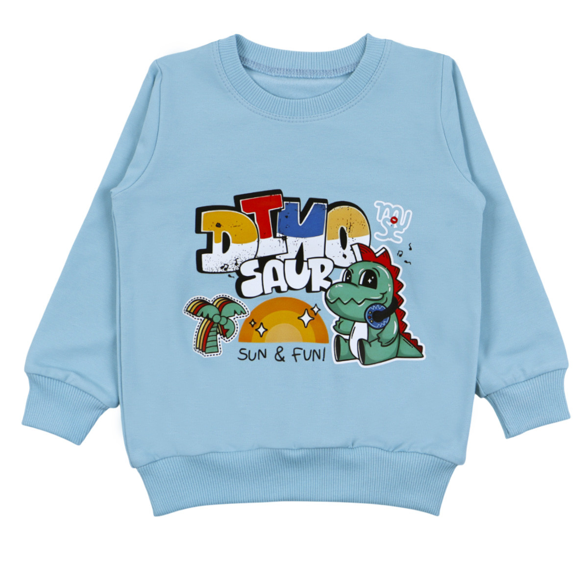 Детска ватирана блуза "Dinosaur" в синьо