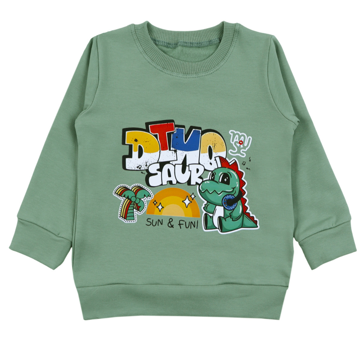 Детска ватирана блуза "Dinosaur" в пастелно зелено