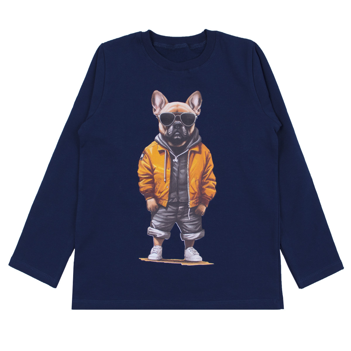 Детска ватирана блуза "Modern dog" в тъмносиньо