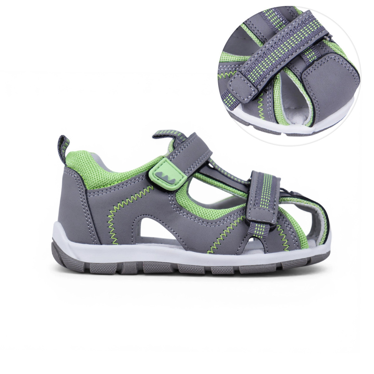 Леки анатомични сандали в сиво и зелено