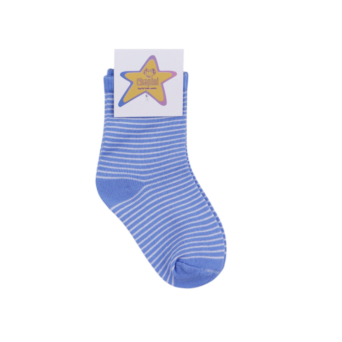 Детски къси чорапи от бамбук и памук в синьо райе