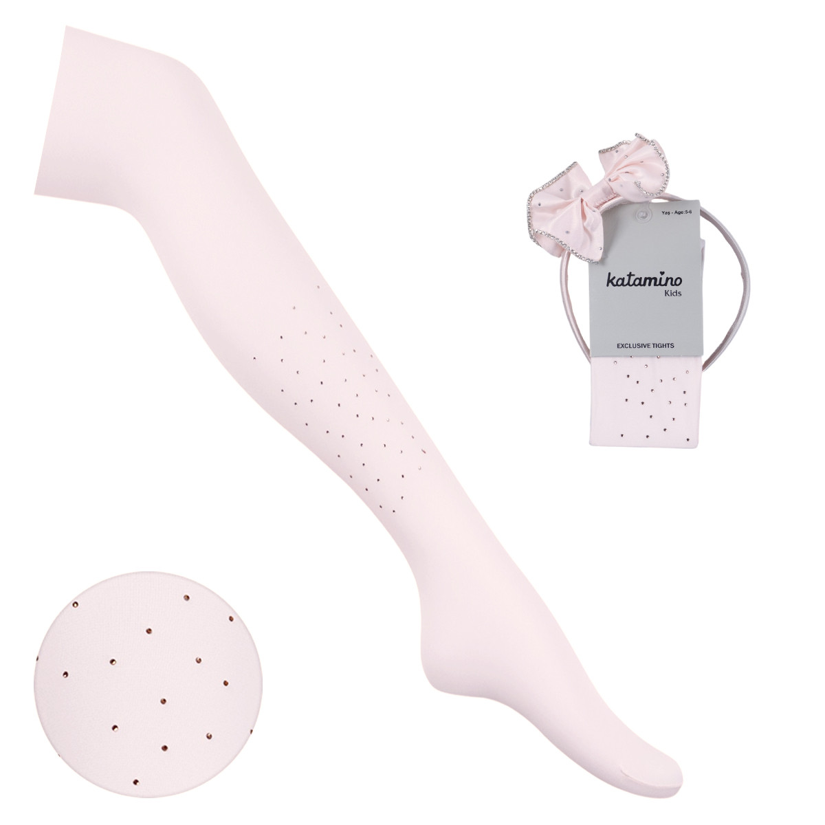 Детски чорапогащник 30 den с диадема в пудра