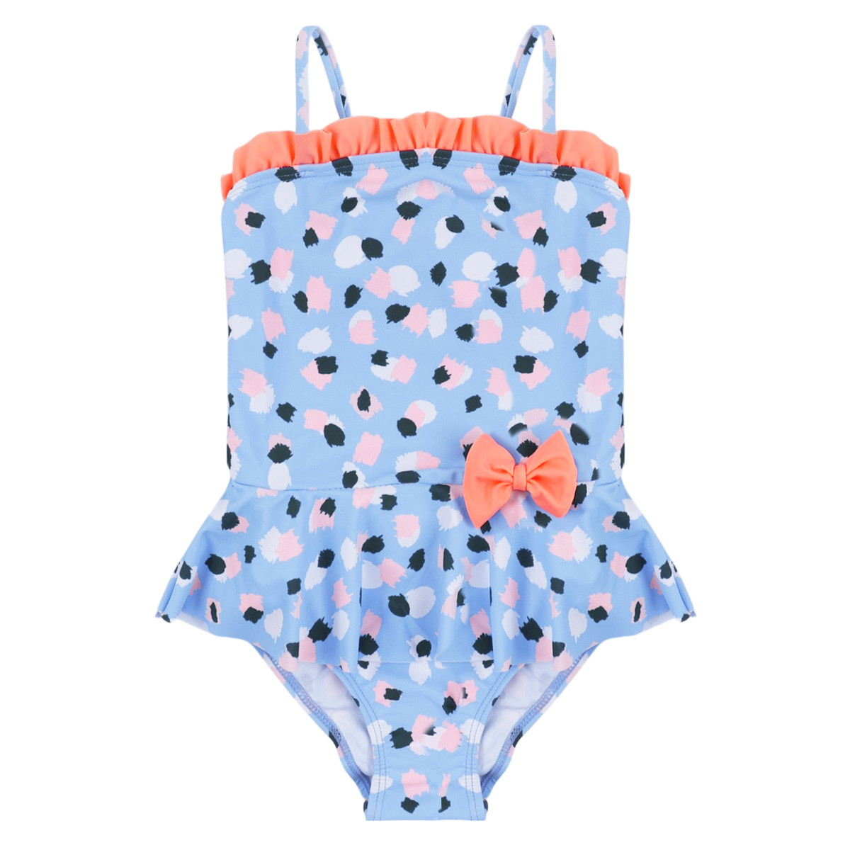 Детски цял бански с къдри и панделка