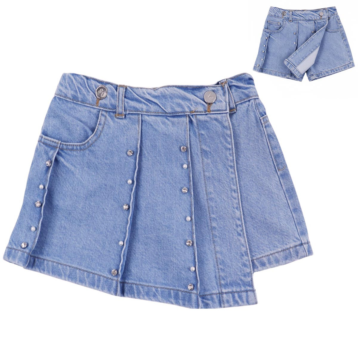 Дънкова пола-панталон с асиметричен дизайн