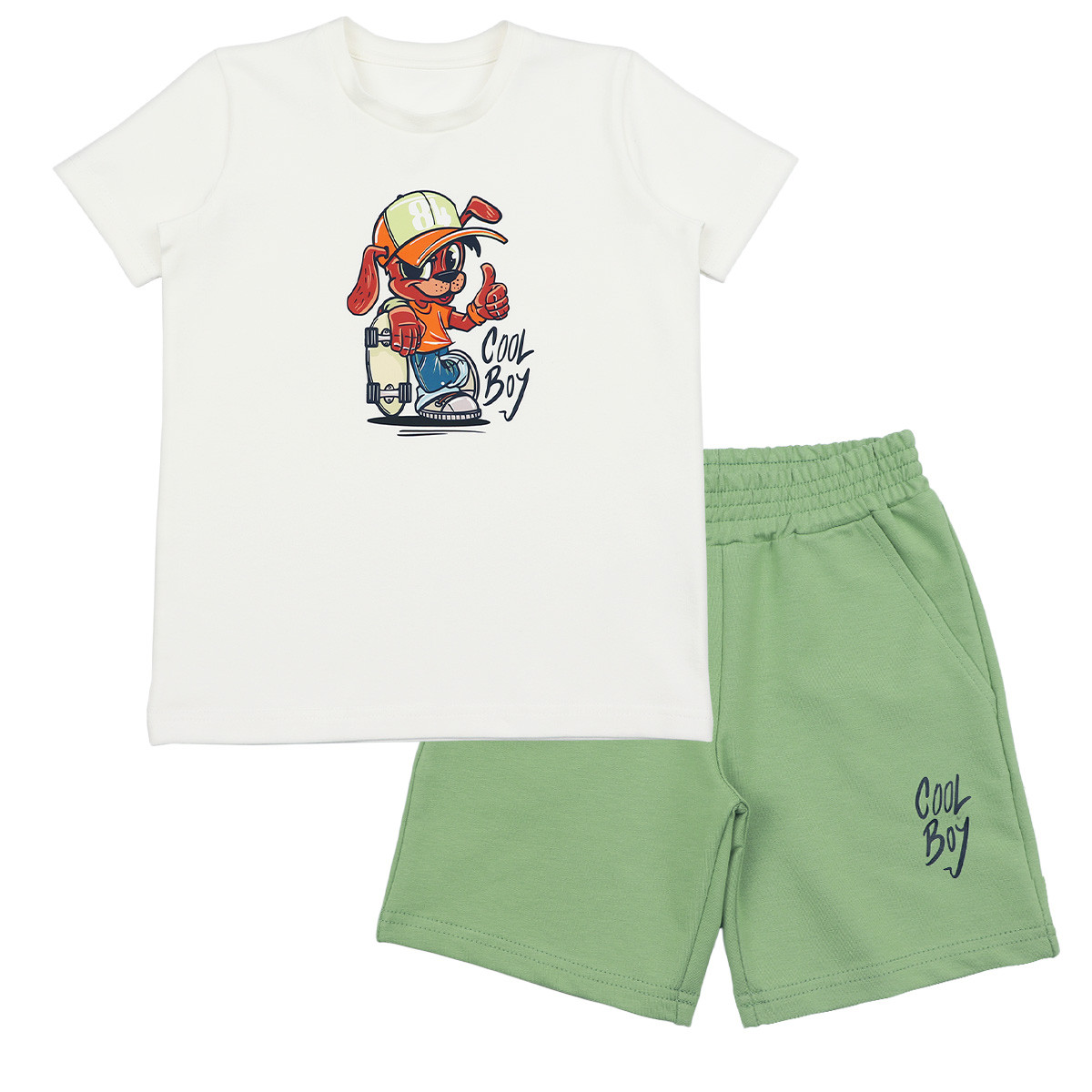 Летен комплект "Cool boy" в екрю и пастелно зелено