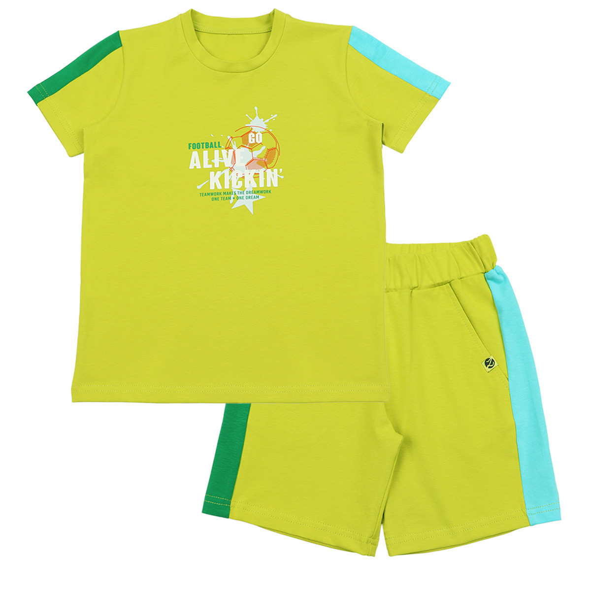 Детски летен комплект "Football" в цвят лайм