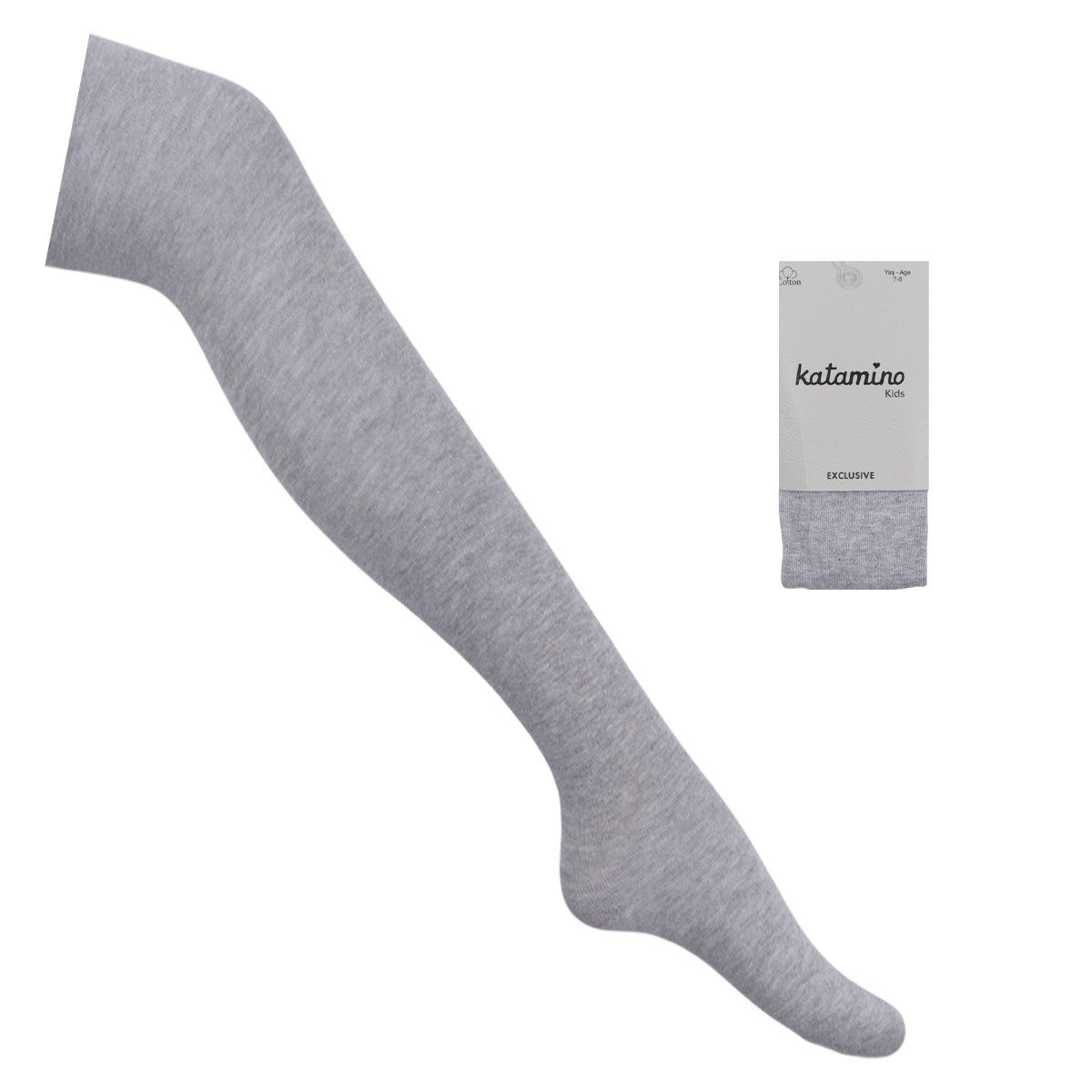 Памучен детски чорапогащник в сив меланж