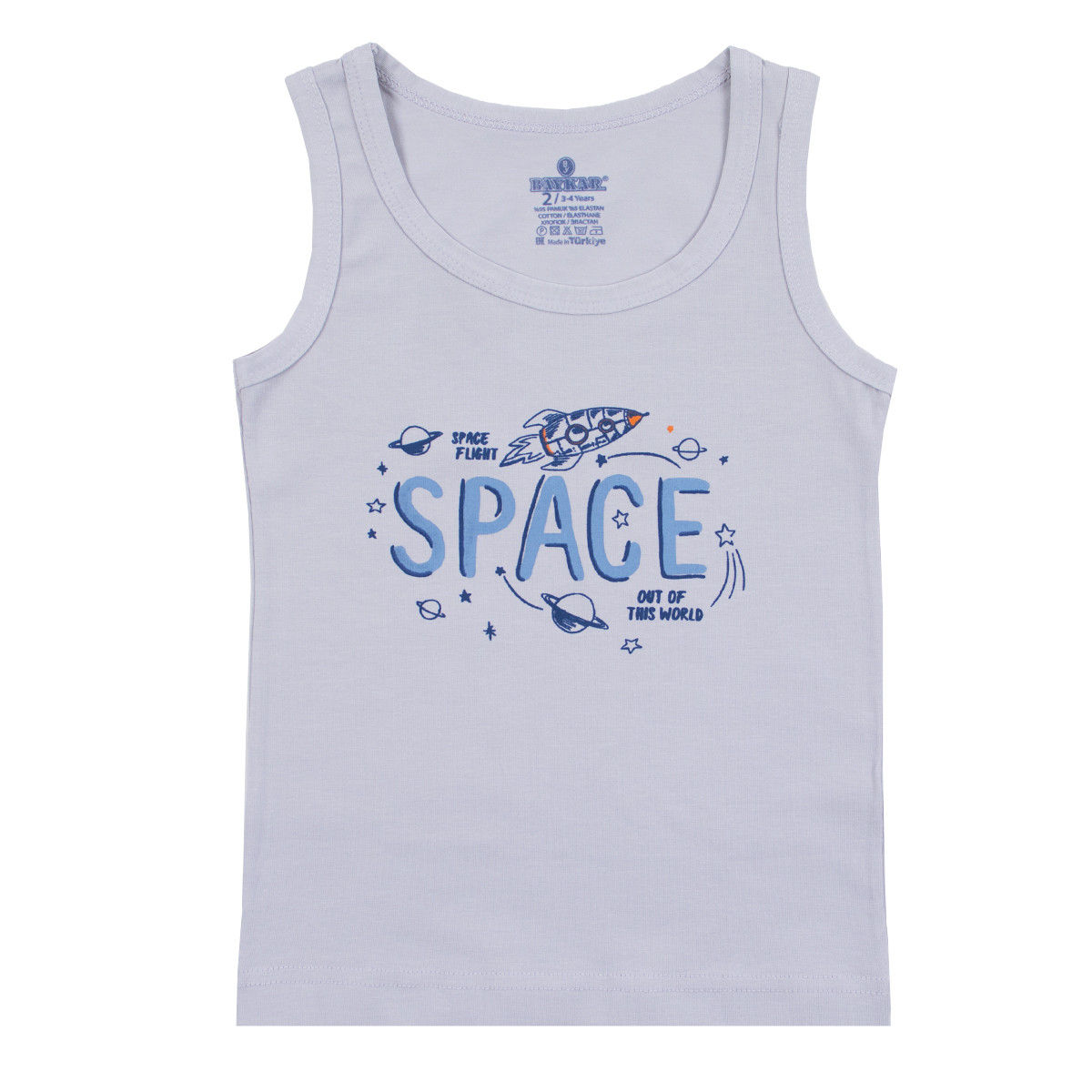 Детски памучен потник "Space" в сиво